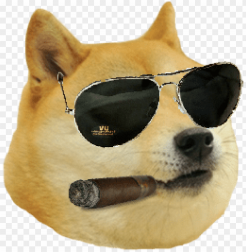 doge cigar and glasses Transparent Background PNG Isolated Icon