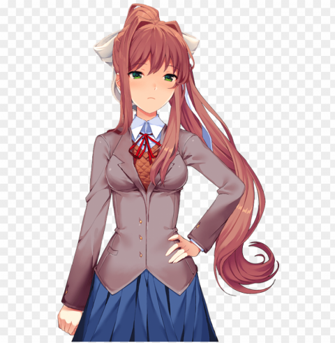 doki doki monika hand on hip - doki doki literature club monika PNG transparent images for websites