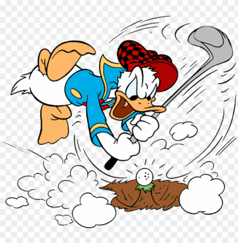 donald duck in bathing suit confident playing golf - donald duck golf HighQuality PNG Isolated Illustration
