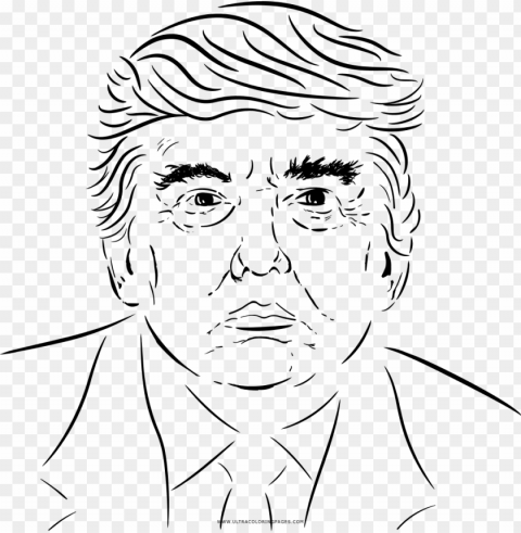 donald trump coloring page - line art PNG transparency