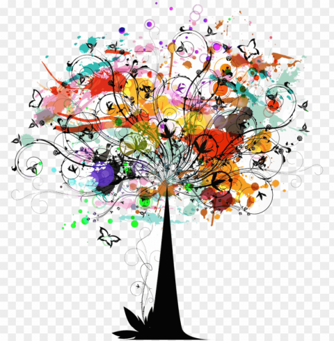 donate now - colorful vector tree PNG Image with Clear Background Isolated