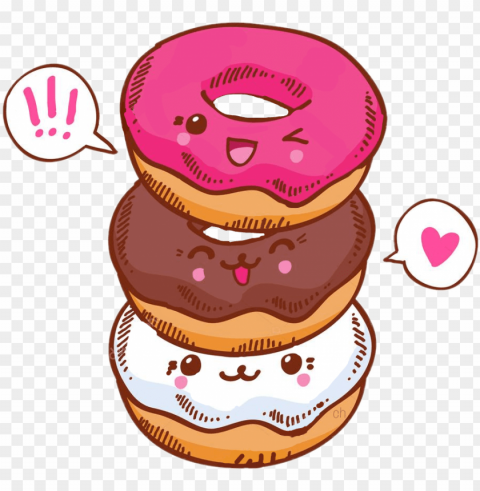 donuts cute kawaii yummy food tumblr - donut worry be happy kawaii journal notebook 100 Transparent Background Isolation in PNG Image