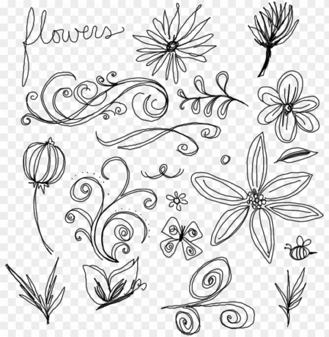 doodle art flowers simple Free PNG images with transparent layers compilation