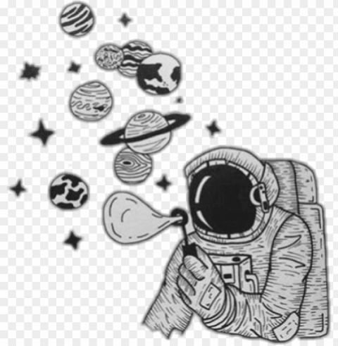 doodle stickers tumblr astronauta Clean Background Isolated PNG Icon