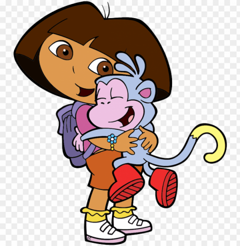 dora boots hug - dora and boots PNG Image with Transparent Background Isolation