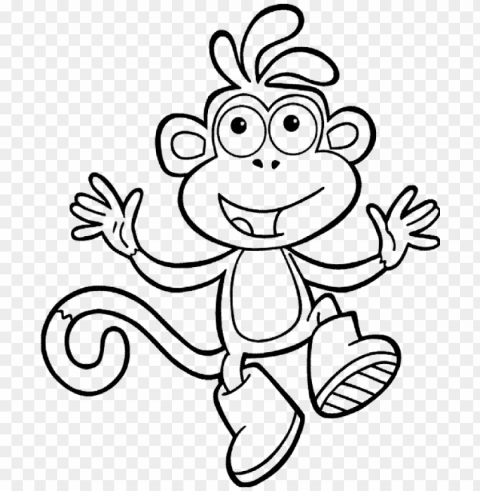 dora the explorer boots coloring pages - boots the monkey drawi PNG Image Isolated with Transparency