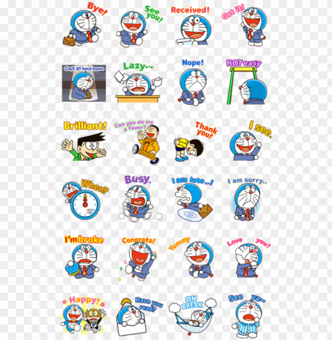 doraemon on the job - line sticker good job PNG free download transparent background