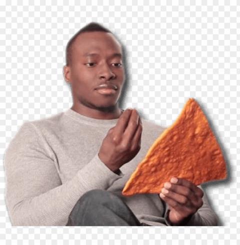 dorito - handsome black man holding dangerously large dorito PNG clipart with transparent background