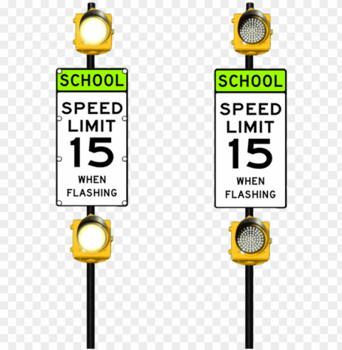 double flashing school zone sign - speed limit si Isolated Item on HighQuality PNG