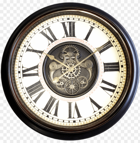 download antique wall clock image - clock with gears PNG with no registration needed