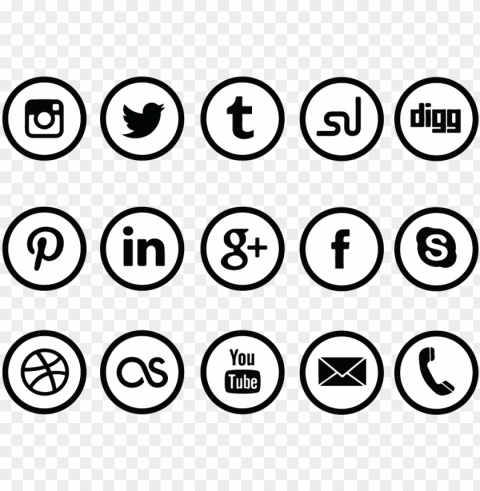 download circle social media icon set - circle social media icons Transparent Background Isolated PNG Character
