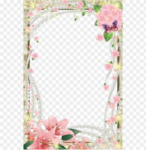 download frames de flores clipart flower pink spring - cute photo frame PNG transparent stock images
