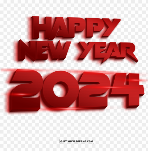 Download Happy New Year 2024 Red Color 3d Speed Style File PNG Photo