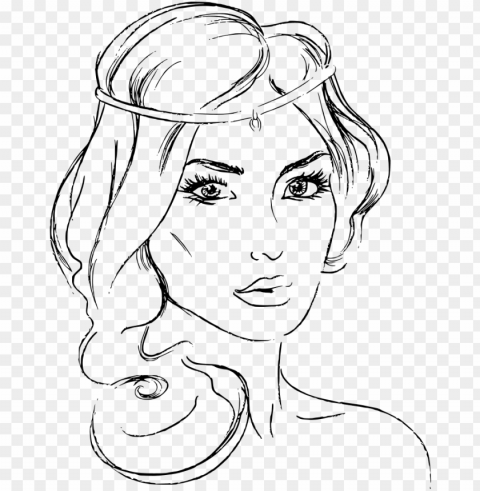 download - beautiful princess coloring page Clean Background Isolated PNG Illustration