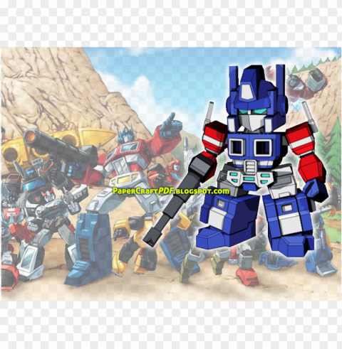 download sd optimus prime papercraft papercraft model - transformers group shot Clear PNG pictures bundle
