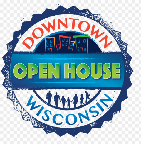 downtown open house color logo - emblem Transparent PNG Isolated Object Design