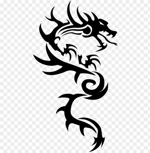 dragon simple tattoo Transparent Background PNG Isolated Art