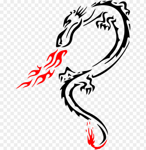 dragon stencil tattoo line art - red dragon fire breath 7 ceramic travel mu Clear PNG