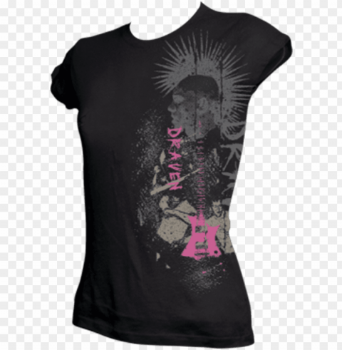 draven girls punker t-shirt - tattoo Isolated Design on Clear Transparent PNG