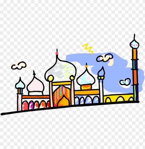 drawing painting cartoon mosque masjid artwork PNG Image Isolated with Clear Background