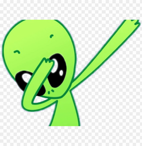 drawn alien green alien - dabbing alien Clear Background PNG Isolated Graphic