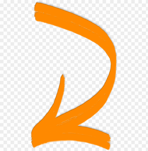 drawn arrow bent - orange curved arrow PNG for digital art