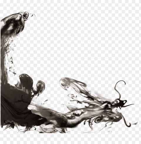 drawn chinese dragon ink painting - chinese dragon brush painti Clear Background PNG Isolated Subject