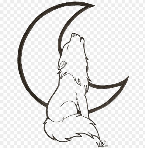 drawn howling wolf transparent - wolf coloring pages PNG with Isolated Transparency