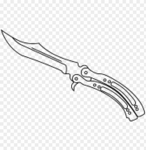 drawn khife csgo - butterfly knife line art Transparent PNG picture