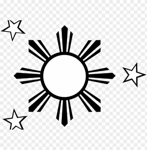 drawn stars philippine flag - black and white philippine fla PNG Isolated Subject on Transparent Background