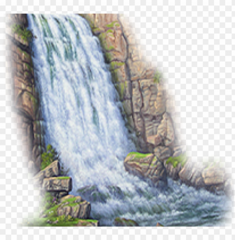 drawn waterfall rock waterfall - mountain river Transparent PNG download