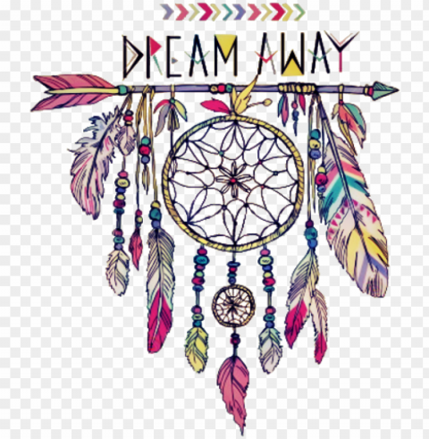 dreamcatcher feathers arrow words sayings quotes sticke - dream catcher dream away Clean Background Isolated PNG Art