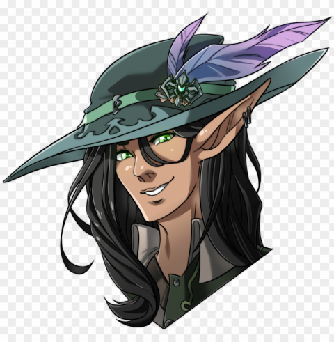drew an elf bard headshot for a commission - male elf bard PNG pictures without background