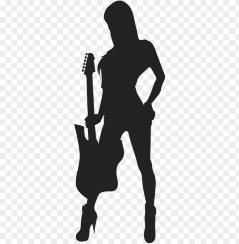 droneface guitar player - female guitar player silhouette Isolated Artwork on Clear Background PNG