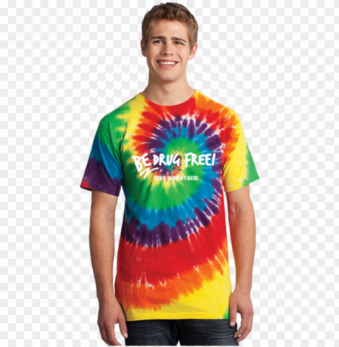 Drug Free Tie Dye T Shirt - Port  Company Tie Dye Transparent Cutout PNG Isolated Element