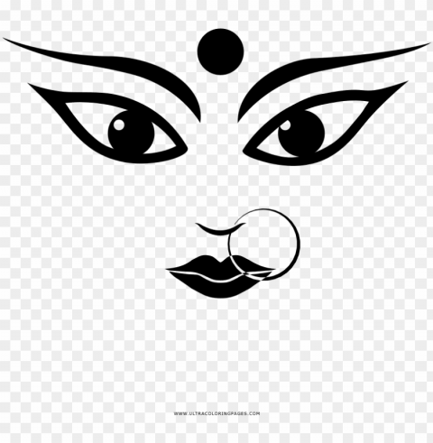 Durga Coloring Page - Jay Mata Ji Logo PNG Isolated Illustration With Clear Background