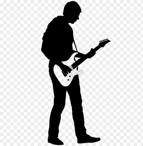 each artist contributes an original piece of art in - man playing electric guitar silhouette Isolated Subject in Transparent PNG Format