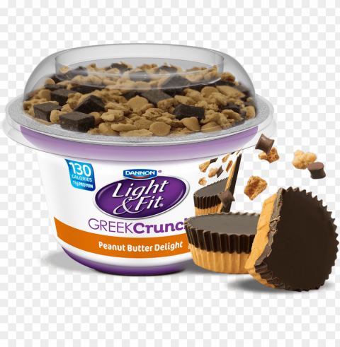 eanut butter delight nonfat greek yogurt crunch - light and fit yogurt peanut butter Clean Background Isolated PNG Image