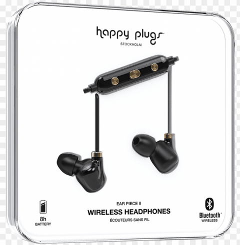 ear piece ii wireless black gold - happy plugs Transparent Background PNG Isolated Graphic