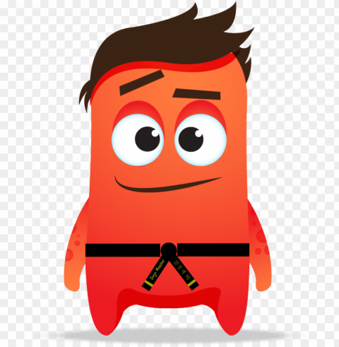 earn dojo karate belts and rewards - class dojo red monster Isolated Design Element in Transparent PNG