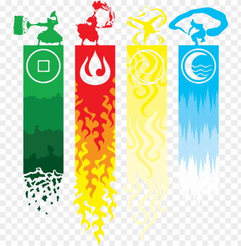 earth fire air and water - avatar the last airbender designs Transparent PNG graphics complete archive