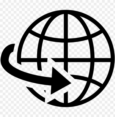earth globe grid symbol with an arrow comments - globe with arrow ico Transparent Background PNG Isolated Design