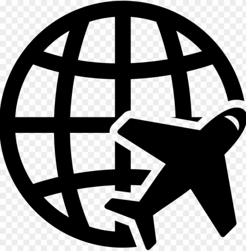 earth grid and airplane comments - plane globe icon PNG with no cost