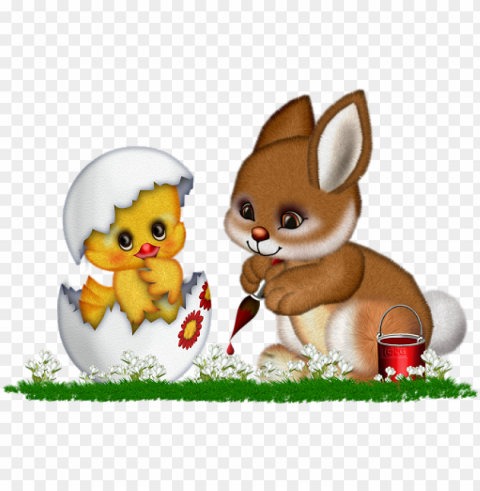 easter bunny chicken eggs HighResolution Isolated PNG with Transparency