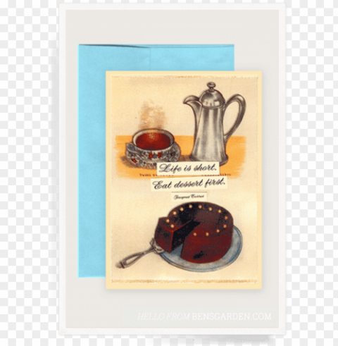 eat dessert first folded greeting card - le cacao poster print 4 x 6 PNG files with no backdrop required