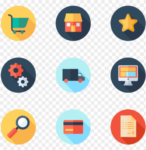 ecommerce 50 icons - flat color ico PNG graphics with clear alpha channel collection