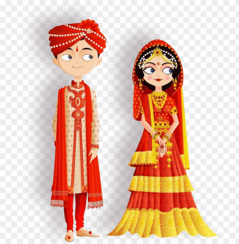 eed custom wedding invitation video - cartoon indian wedding couple Isolated Icon in Transparent PNG Format