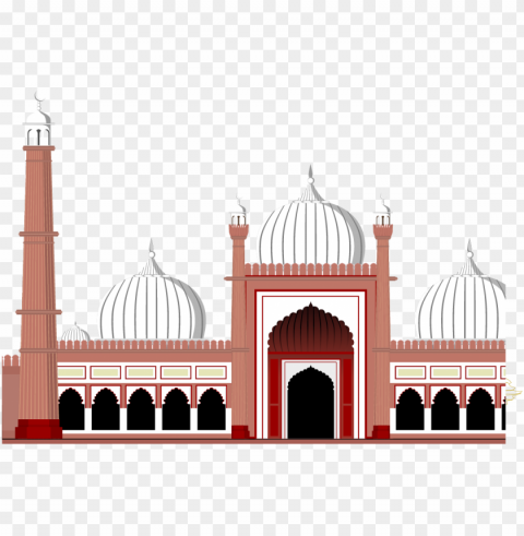 eid islam masjid mosque cartoon illustratio vector PNG Image Isolated with High Clarity
