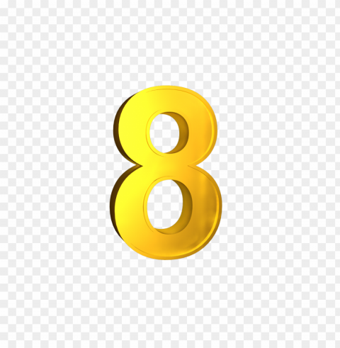 Eight 8 3D Numbers Gold High-resolution PNG Images With Transparent Background