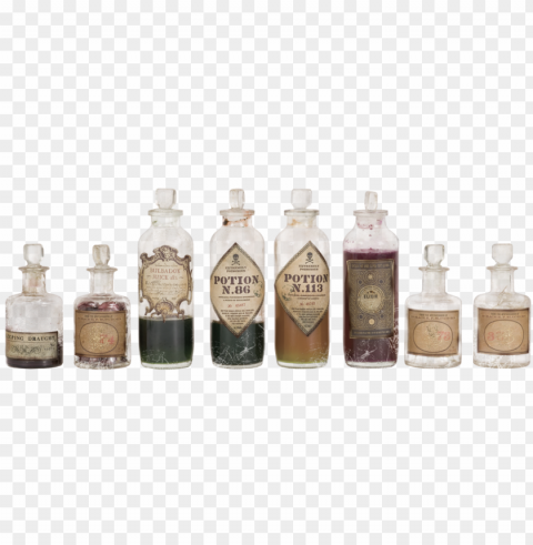 eight magical potions and bottles - harry potter potions Clear pics PNG